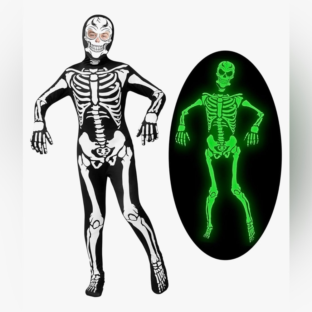 Spooktacular Creations Skeleton Glow in the Dark Halloween‎ Costume Size Large